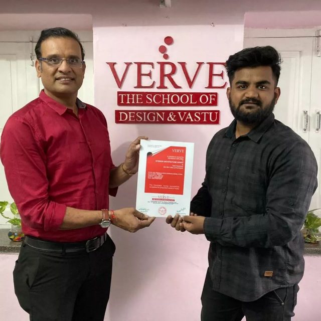 Congratulations yash kumawat for successfully completing the 2 year Advance Diploma in Interior Architecture Design from Verve - The School of Design and Vastu... All the very best for your future...